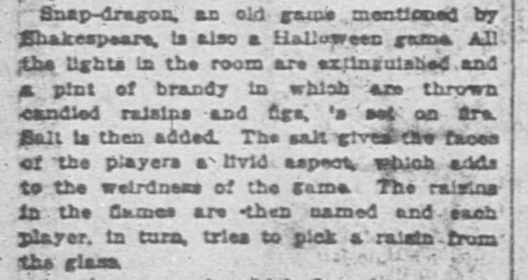 Explanation of snap-dragon Halloween game, 1902