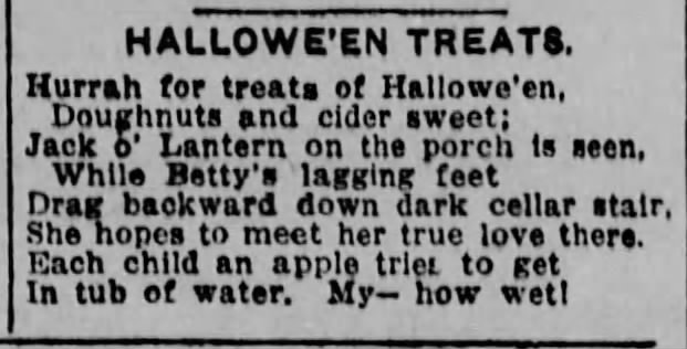 "Halloween Treats" poem, 1919
