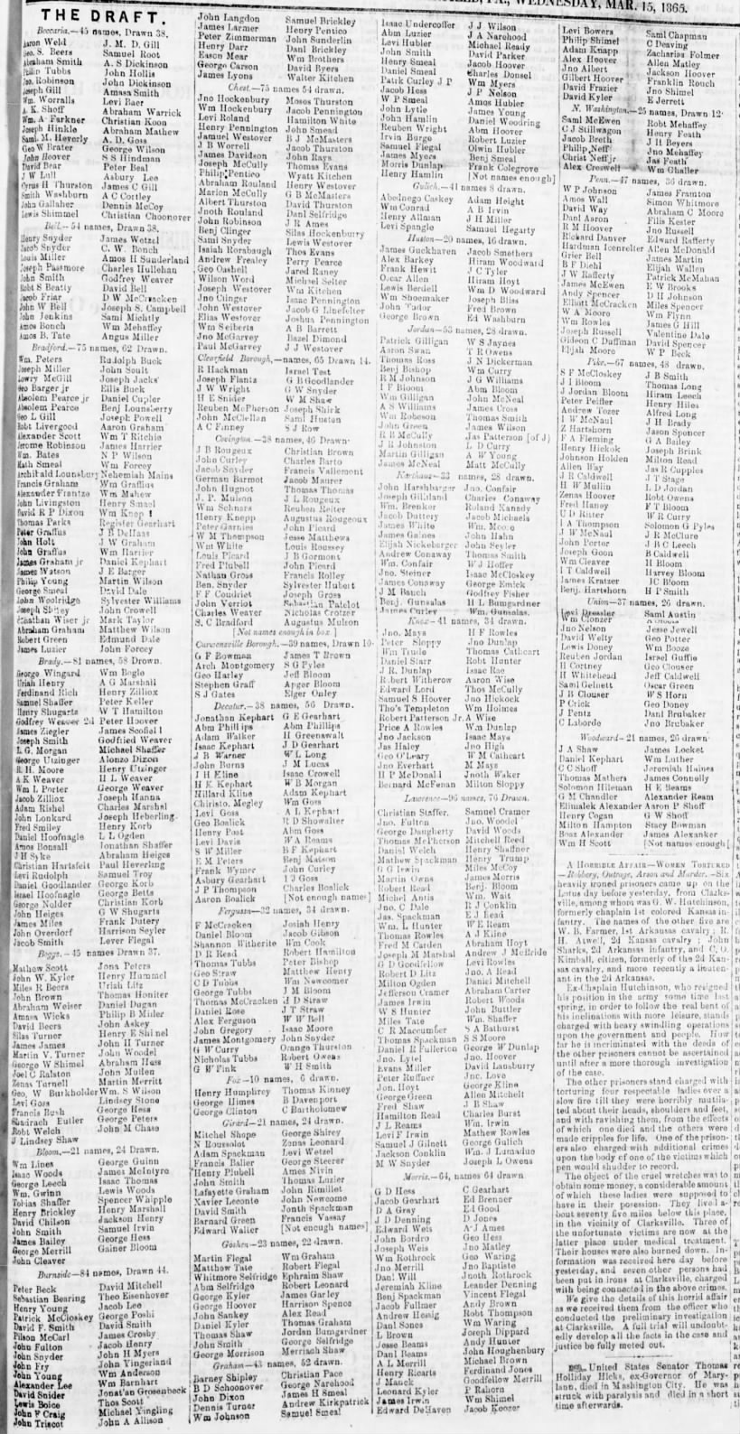 Clearfield County draft list, Mar. 1865