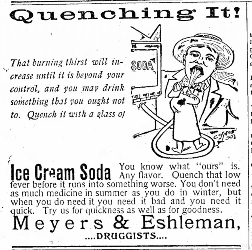 Ice cream soda ad, 1895