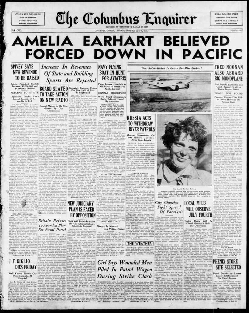Amelia Earhart Missing in the Pacific