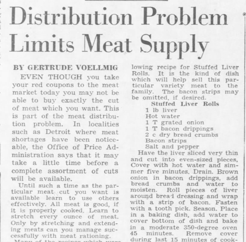 Meat shortage in Detroit in March 1943