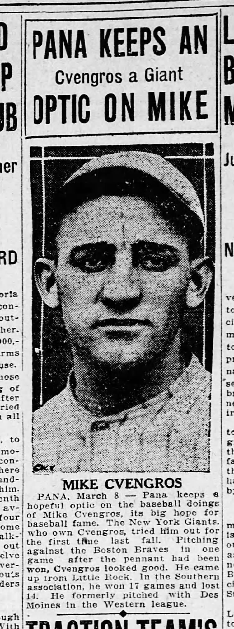 Decatur Herald 09 Mar 1923 page 16 Mike Cvengros baseball