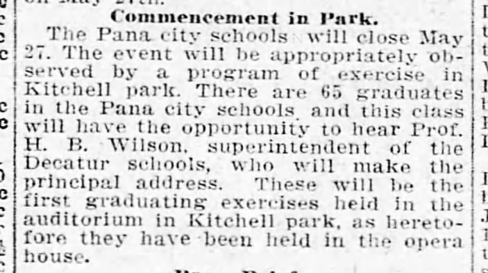 Decatur Herald 08 May 1913 page 13 commencement in park