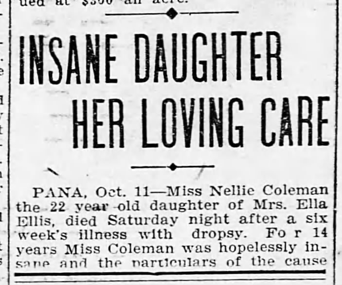 Decatur Herald 12 Oct 1909 page 5a Nellie Coleman