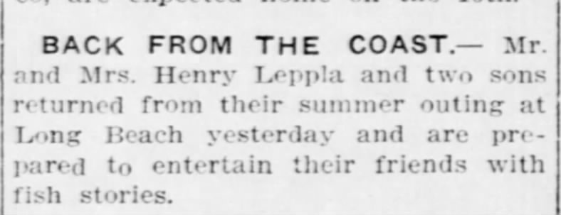 1911 Henry Leppla I and Della Ralph Leppla in CA with sons Henry and John