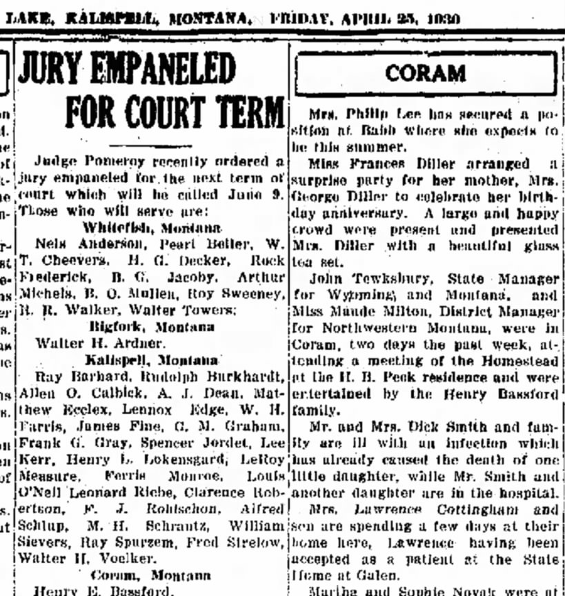 Henry Kerr Jury Duty?  April 25 1930