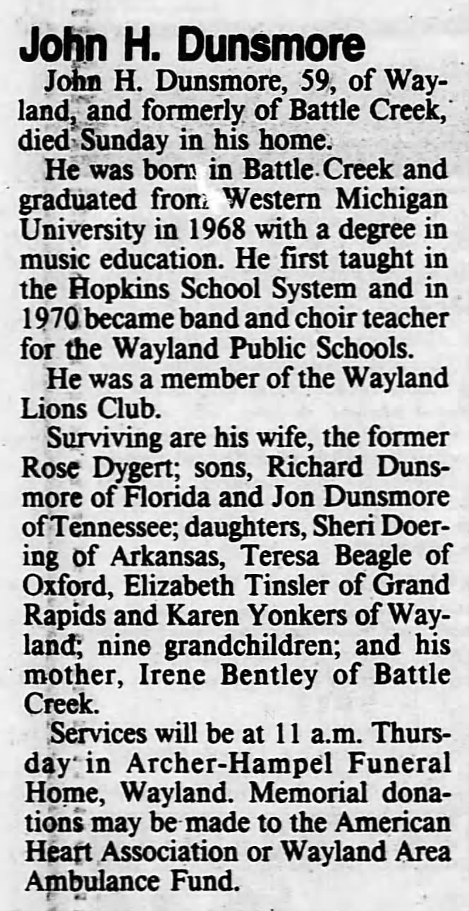 Obituary: John Dunsmore