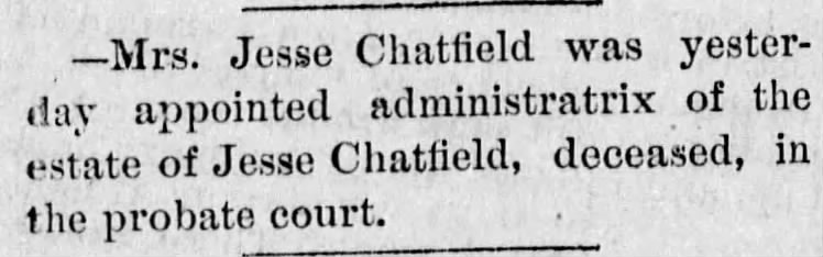 Marina named administratrix in the estate of Jesse Chatfield