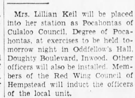Lillian Keil 
Brooklyn Daily Eagle 14 July 1940