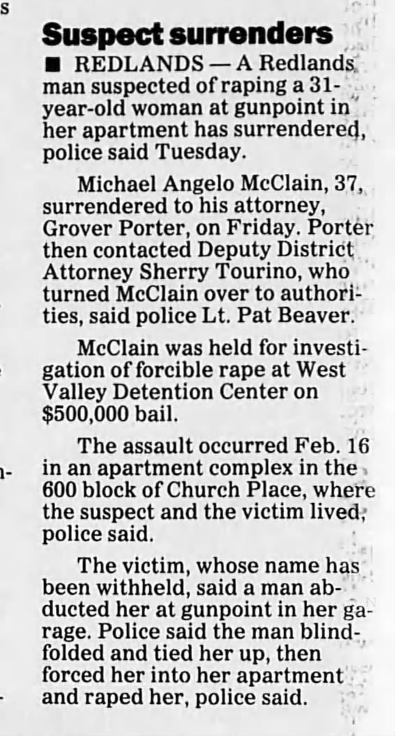 Michael Angelo McClain Arrest