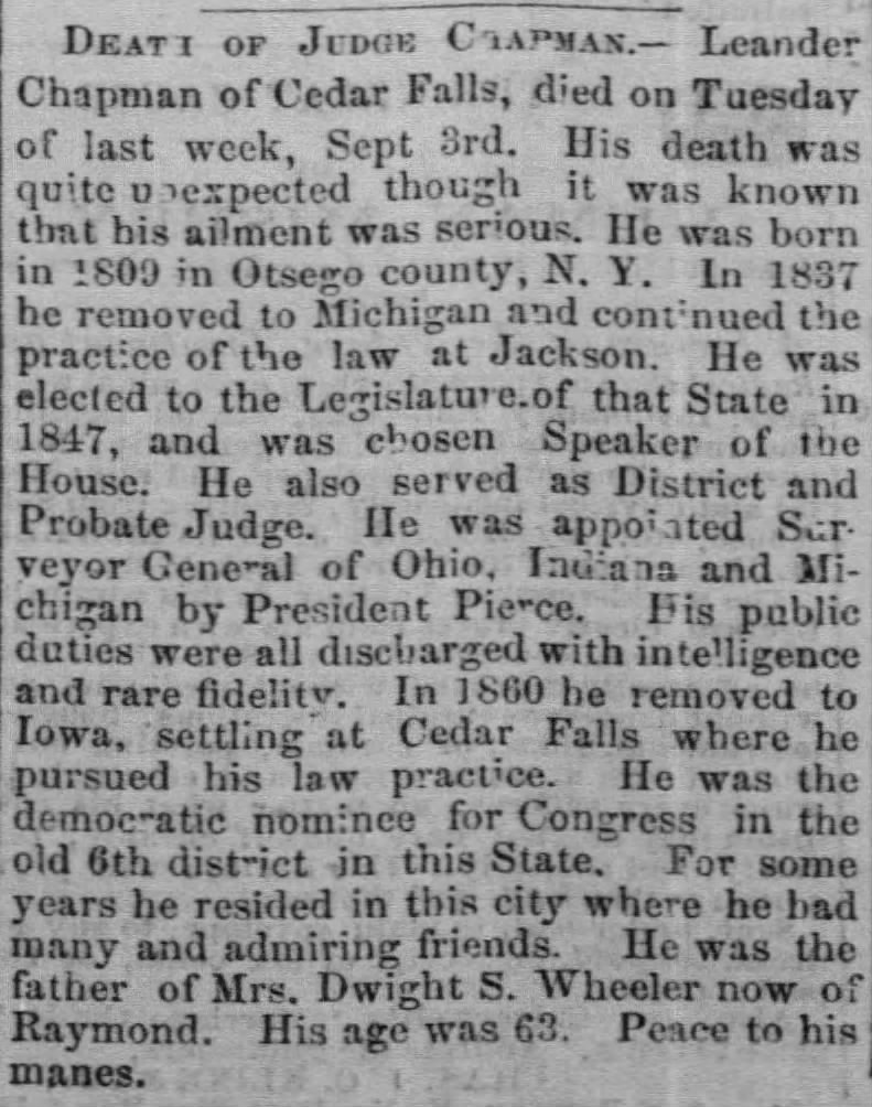 Death of Judge Chapman
