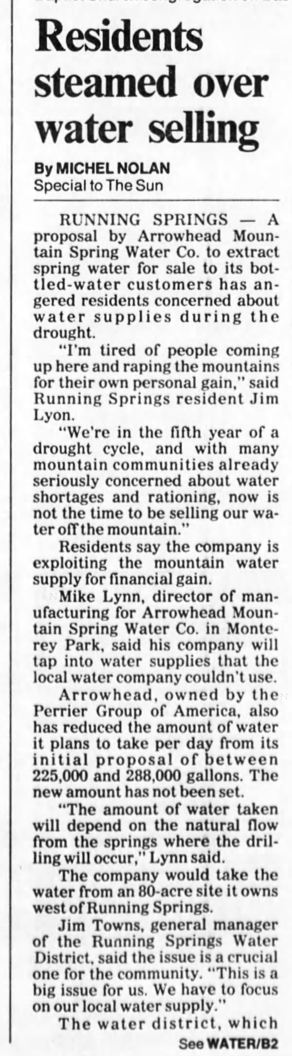 Arrowhead Mountain Spring Water Co.  1991  part 1