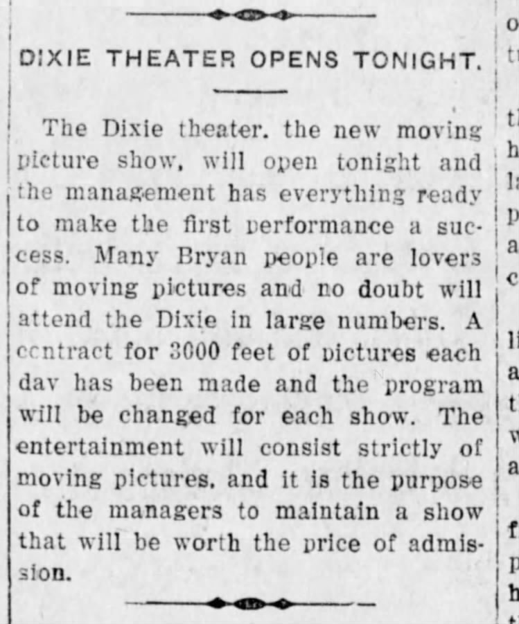 Dixie Theatre opening