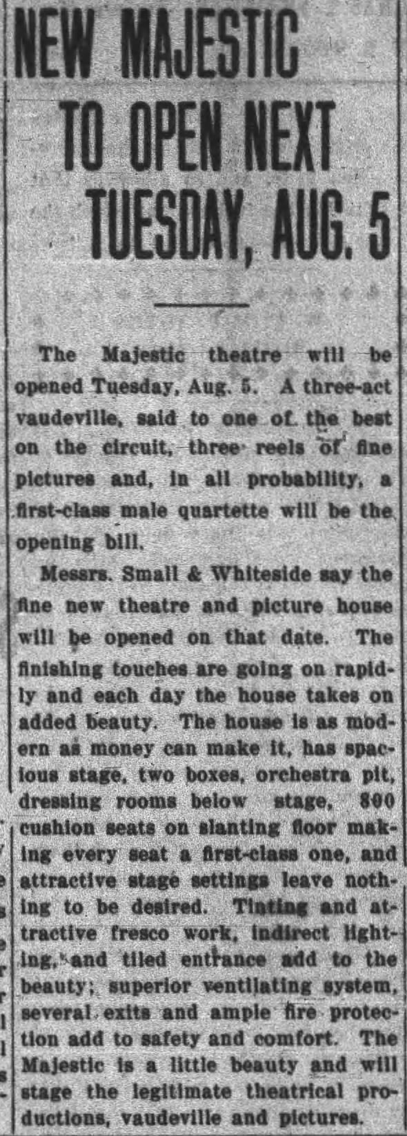 Majestic theatre opening article