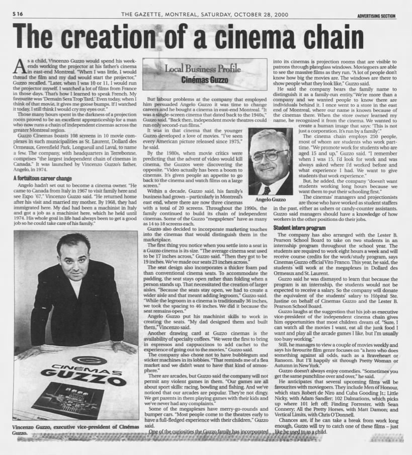Creation of Cinemas Guzzo