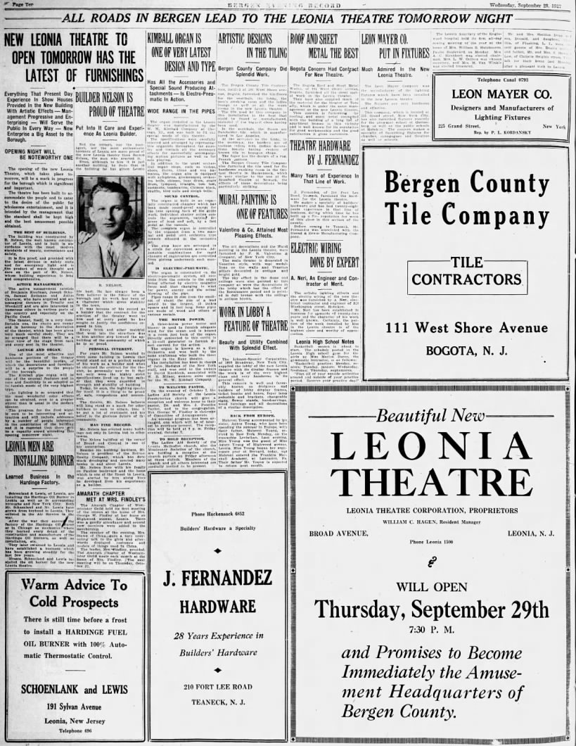 Leonia Theatre opening