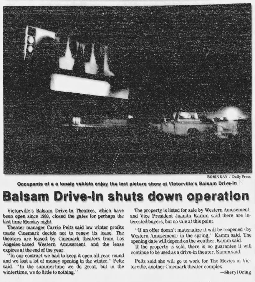 Balsam Drive-In closing