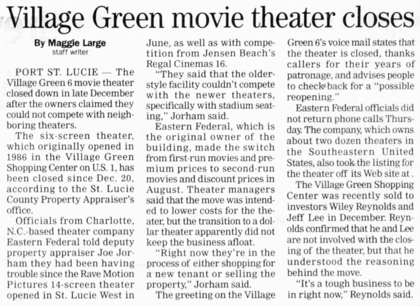 Village Green cinema closing