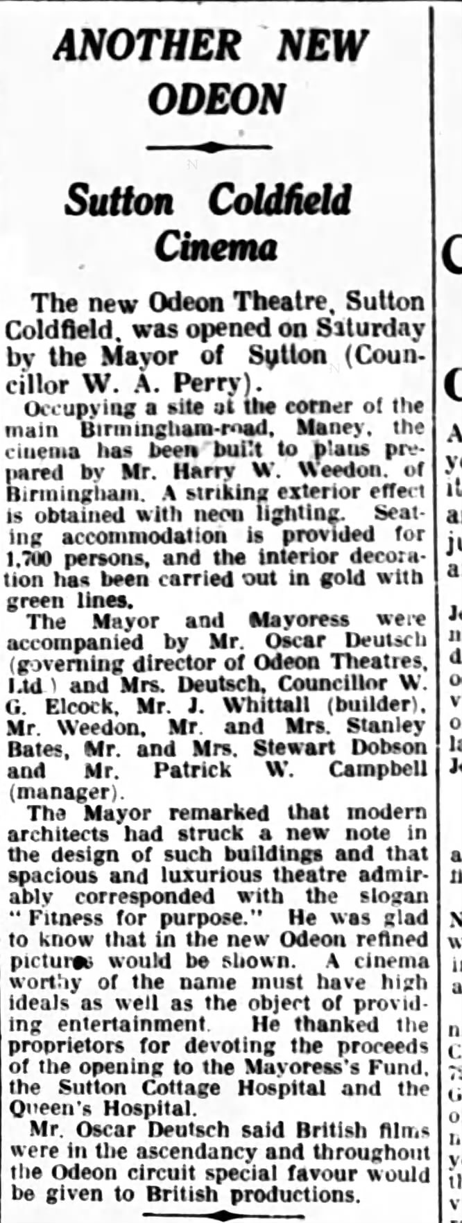Odeon Sutton Coldfield opening