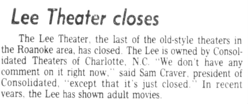 Lee Theatre closing