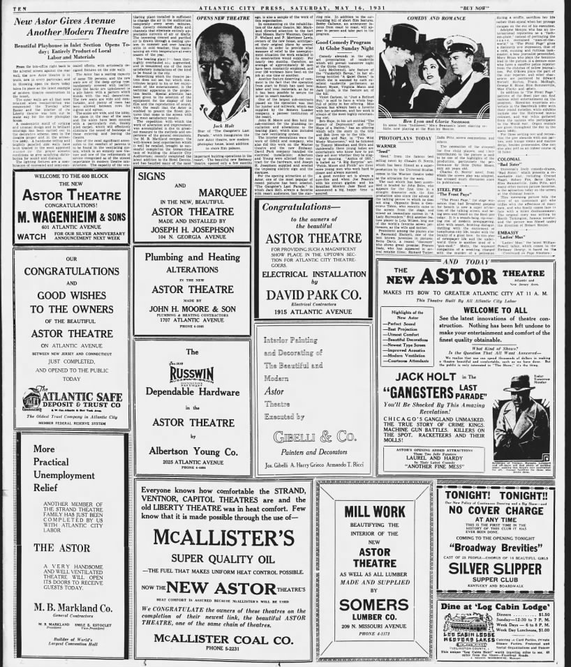 Astor Theatre opening
