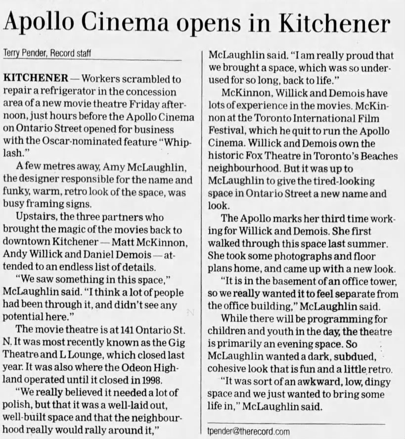 Apollo Cinema opening
