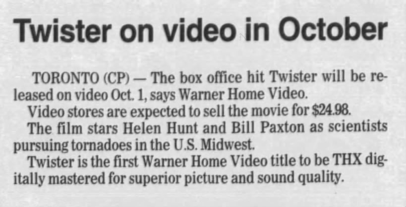 Twister on video in October