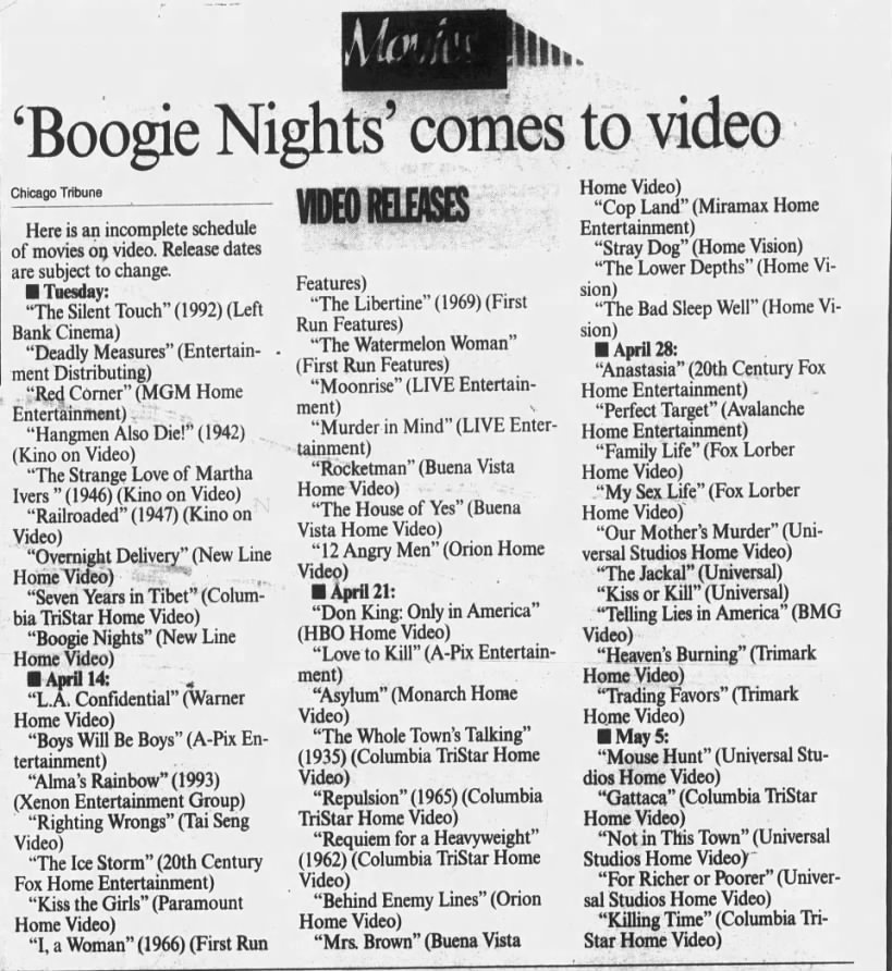 'Boogie Nights' comes to video