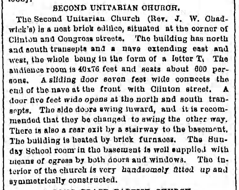 Eagle, 1877-01-12, p2, Second Unitarian Church