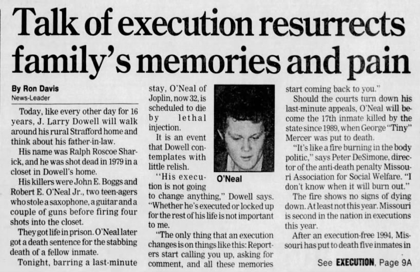Talk of execution resurrects family's memories and pain