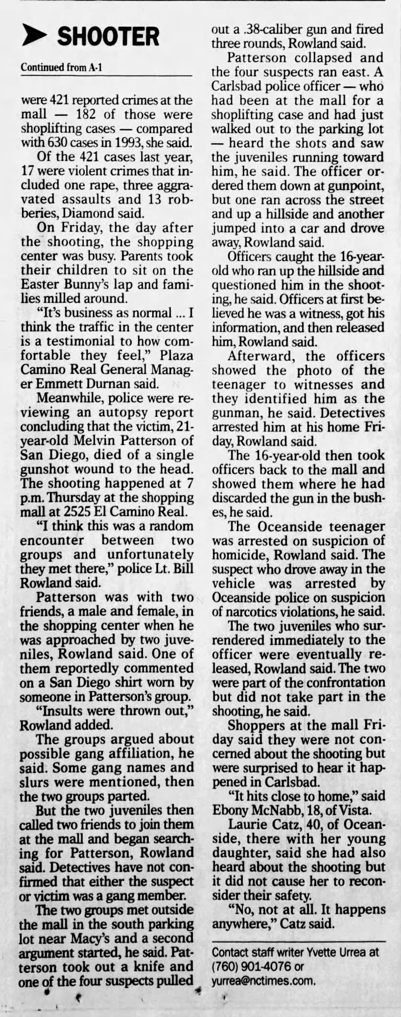Police arrest alleged shooter (Melvin Patterson 2003) part 2