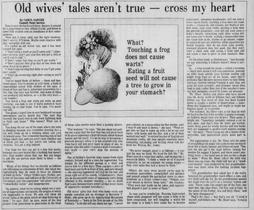 Old wives' tales aren't true - cross my heart