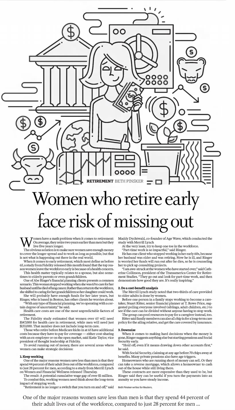 Women who retire early face risk of missing out - Maddy Dychtwald