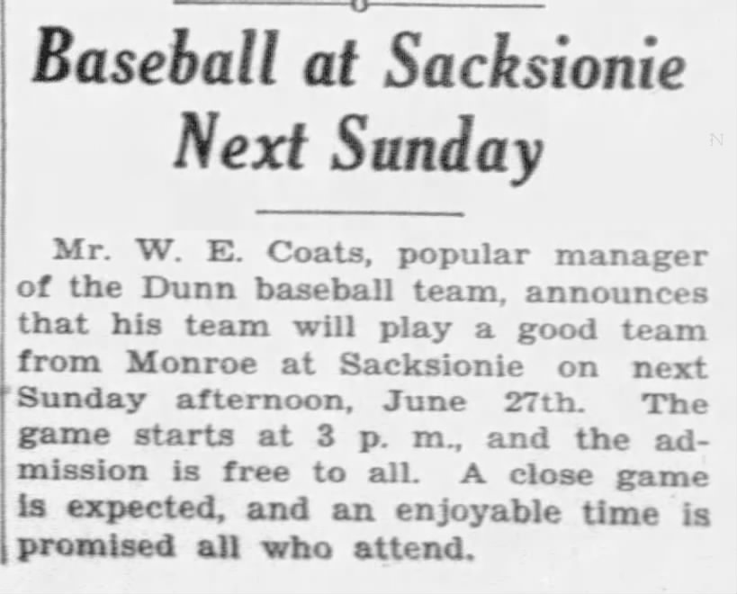 Baseball at Sackionie 1937