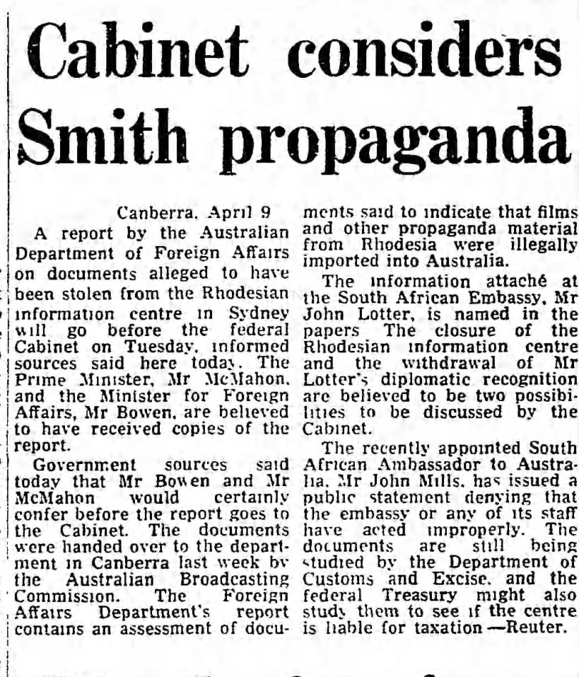 Cabinet Considers Smith propaganda 