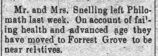 Moses moves from Philomath, to Forest Grove, OR in May 1901