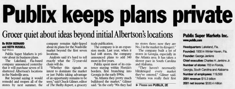 Publix keeps plans private regarding Albertsons acquisition