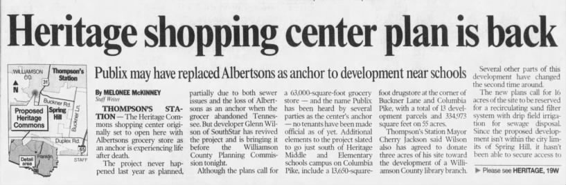 Heritage shopping center plan is back - Publix may replace Albertsons as anchor