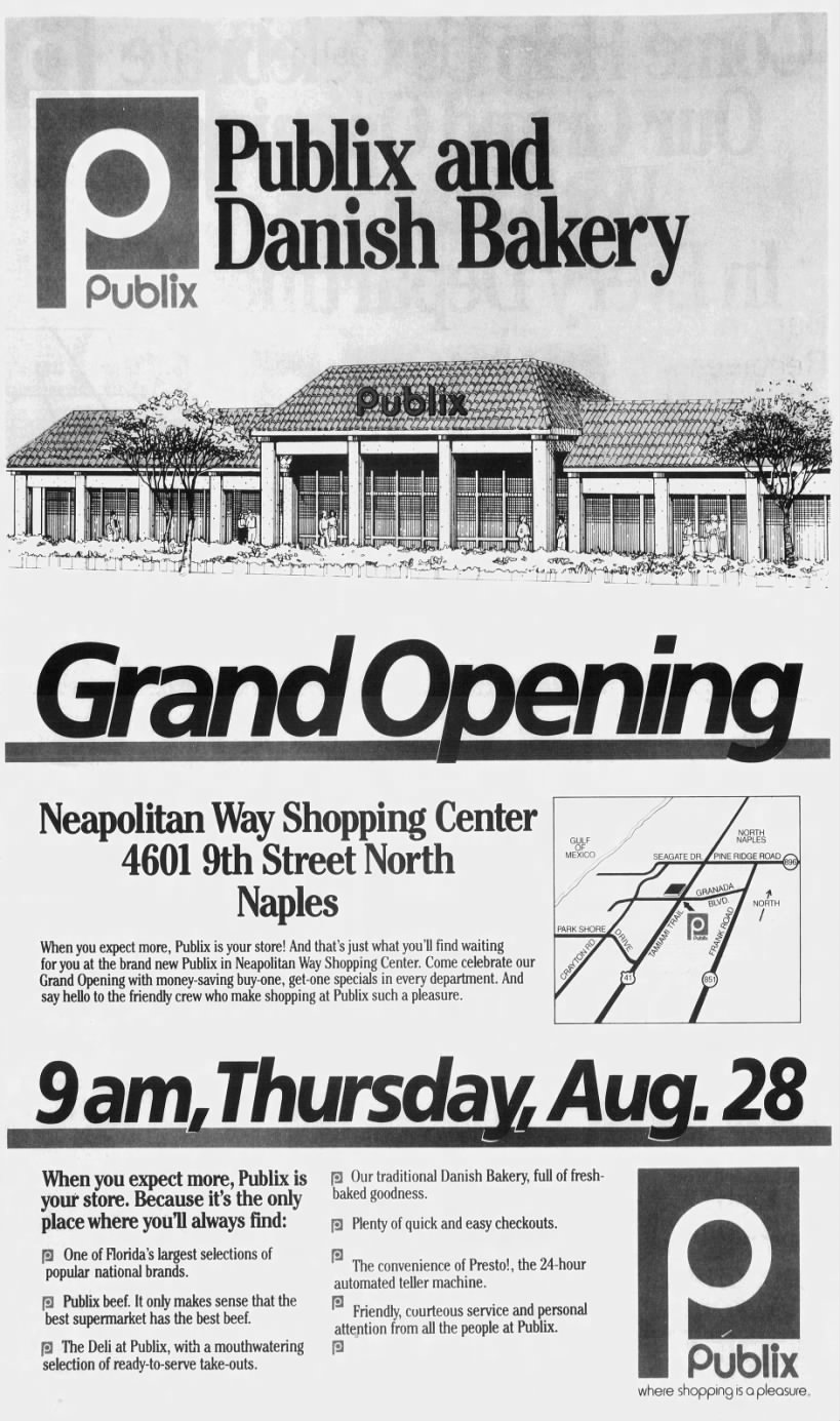 Publix #172 and Danish Bakery grand opening - Neopolitan Way Shopping Center - Naples, FL