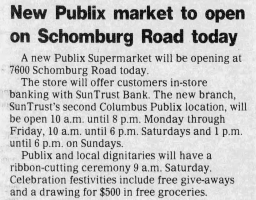 New Publix #650 to open on Schomburg Rd today