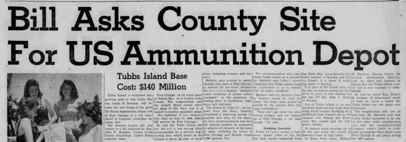 Bill Asks County Site For US Ammunition Depot