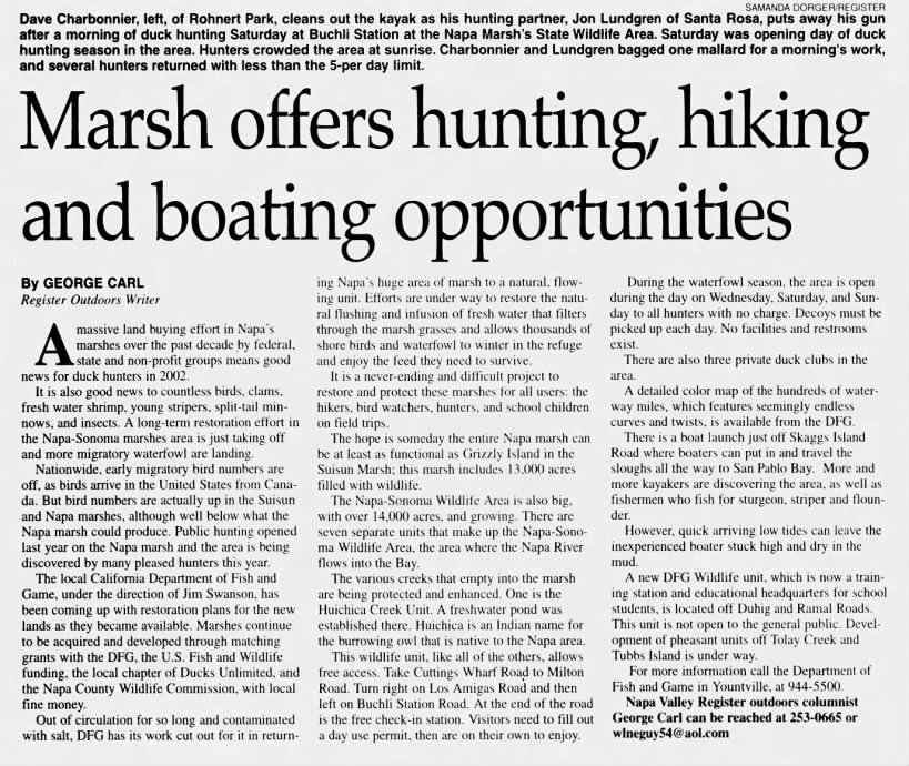 Marsh offers hunting, hiking, and boating opportunities