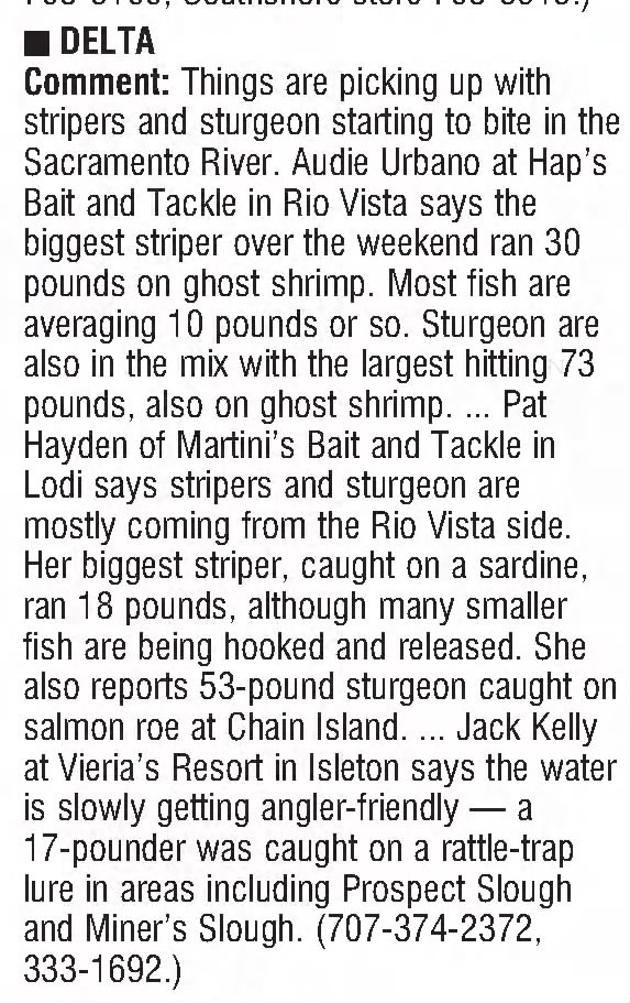Fish Report: Delta
