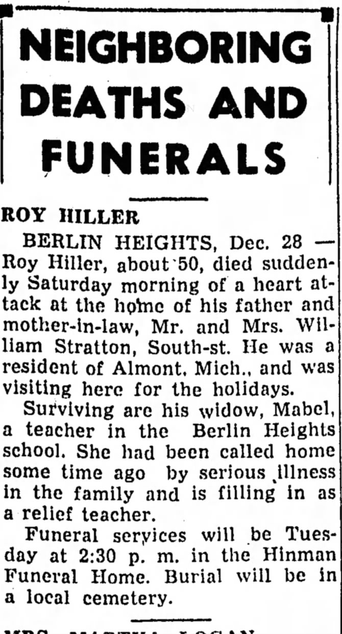 Obituary for ROY HILLER (Aged 50)