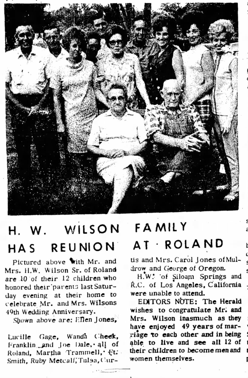 Lucille Gage mentioned in H.W. Wilson Family Reunion article, Thur Jul 11, 1968
