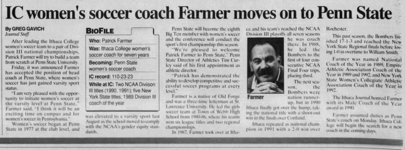 IC women's soccer coach Farmer moves on to Penn State