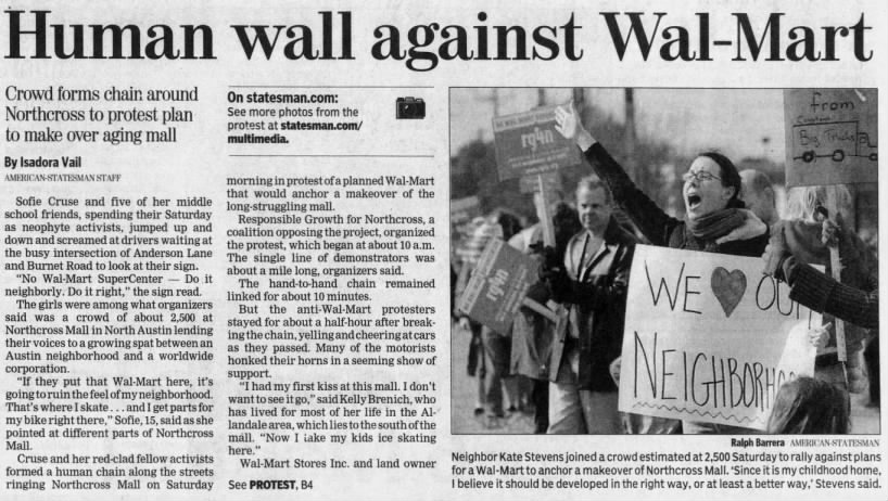 Human wall against Wal-Mart, part 1