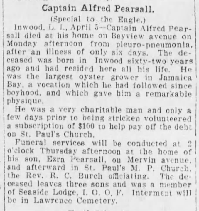 Captain Alfred Pearsall death