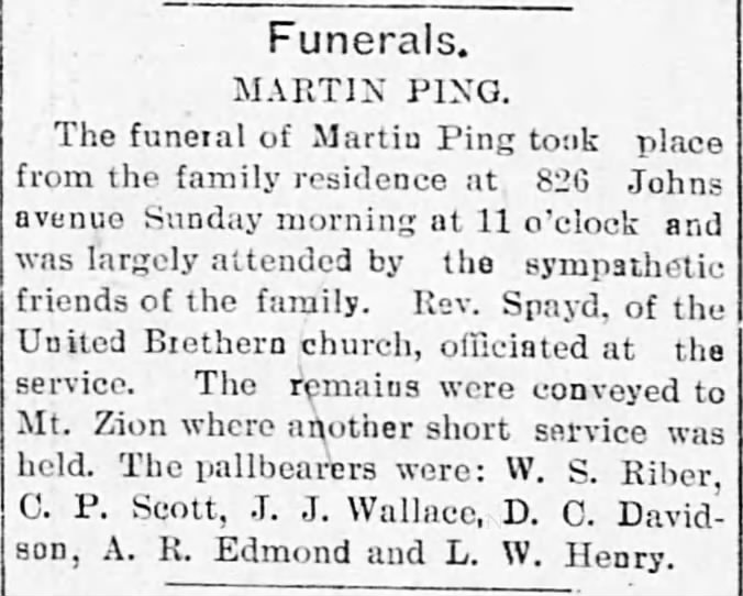 Funeral of Martin Ping